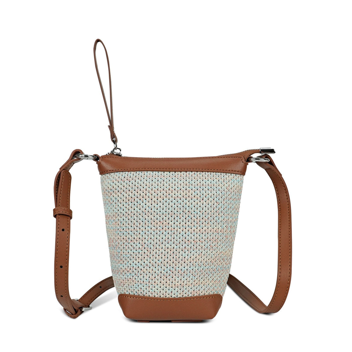 LOEL PU Leather Color-Block Mini Bucket Bag for Women - Beige - view 1