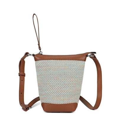LOEL PU Leather Color-Block Mini Bucket Bag for Women - Beige - view 1