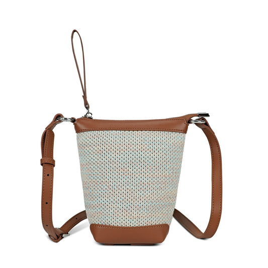 LOEL PU Leather Color-Block Mini Bucket Bag for Women - Beige - view 1