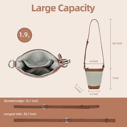 LOEL PU Leather Color-Block Mini Bucket Bag for Women - Beige - view 3