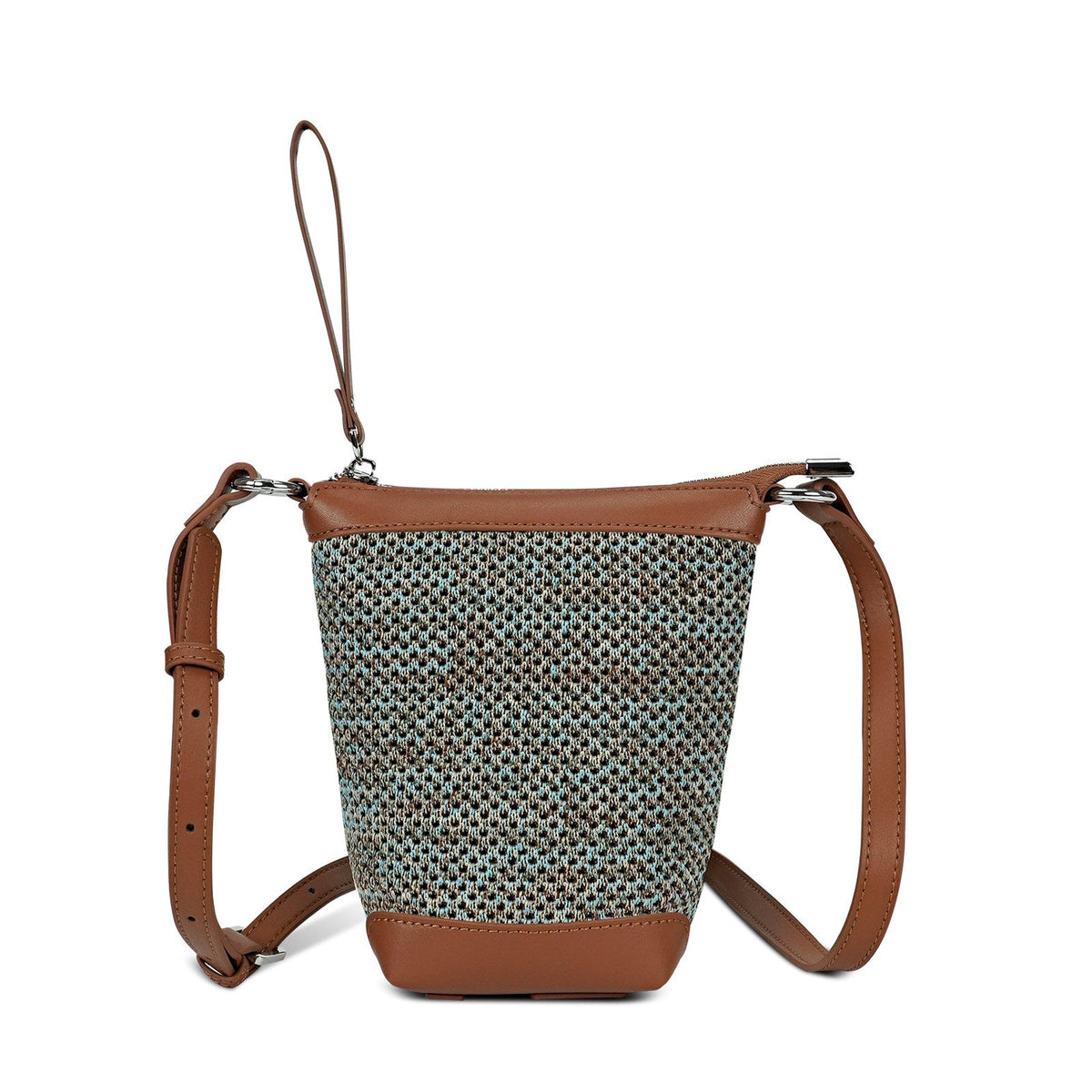 LOEL PU Leather Color-Block Mini Bucket Bag for Women - Green - view 1