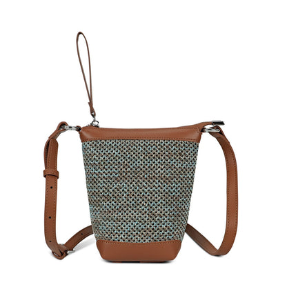 LOEL PU Leather Color-Block Mini Bucket Bag for Women - Green - view 1