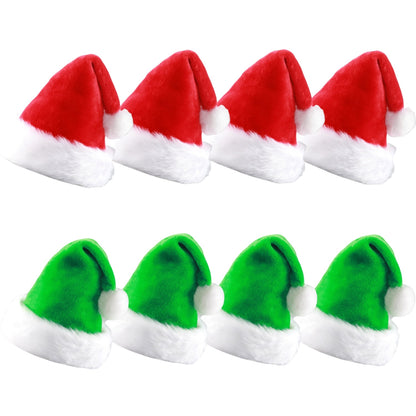 Christmas Hat, Santa Hats Multi-Piece Set for Adults Red/Green Velvet Comfort Extra Thicken New Year Festive Party Holiday Xmas Hat for Women and Men