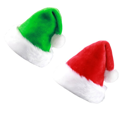 Christmas Hat, Santa Hats Multi-Piece Set for Adults Red/Green Velvet Comfort Extra Thicken New Year Festive Party Holiday Xmas Hat for Women and Men