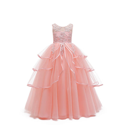 Phenas Girls Lace Bridesmaid Dress Flower Kid Wedding Ball Gown Toddler Princess Pageant Evening Dresses