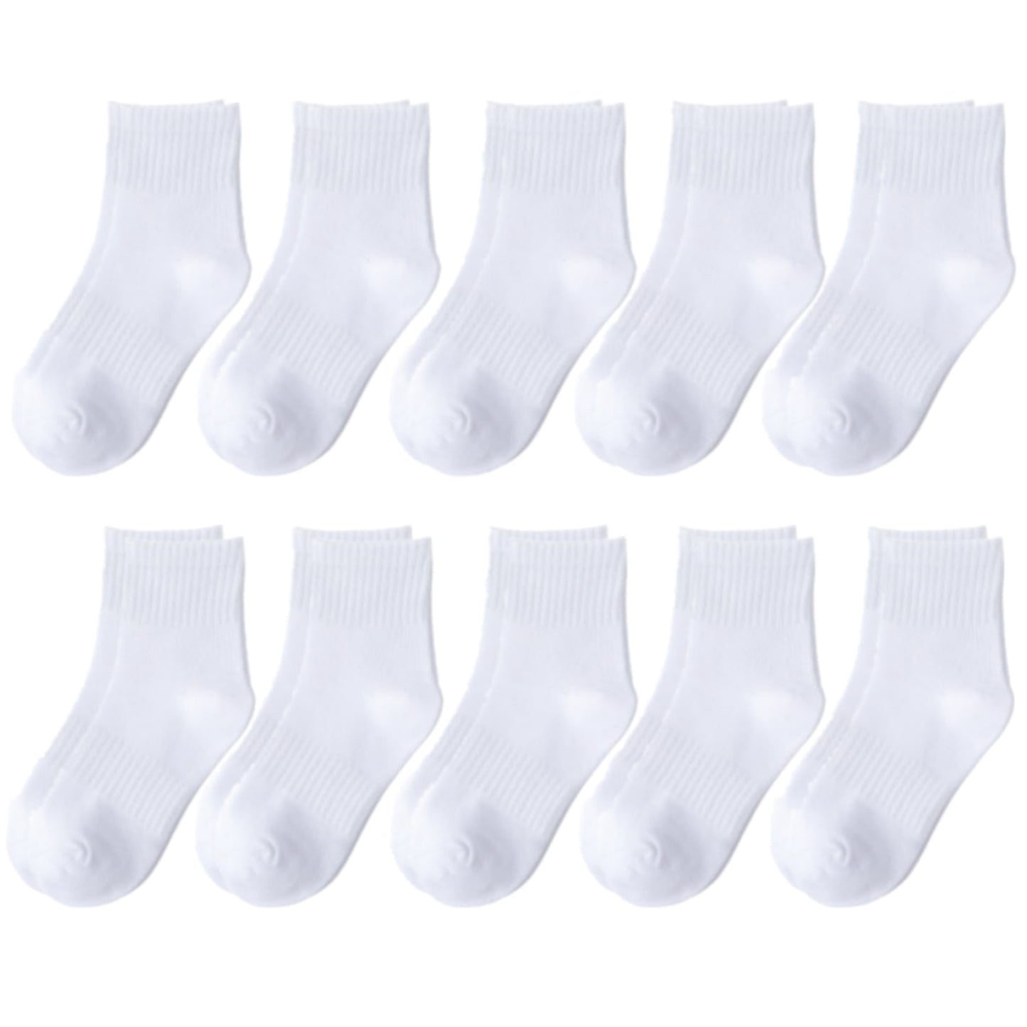 HAWEE 5/10/15 Pairs Kids Socks for Boys Girls 3-15 Years Toddler Crew Socks Multipack Athletic Socks, White
