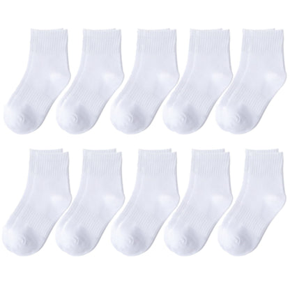 HAWEE 5/10/15 Pairs Kids Socks for Boys Girls 3-15 Years Toddler Crew Socks Multipack Athletic Socks, White