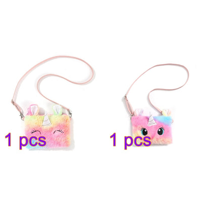 HAWEE Cartoon Girls Plush Purses and Handbags Unicorn Coin Wallet Pouch Girl Money Change Purse Shoulder Bag
