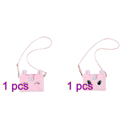 HAWEE Cartoon Girls Plush Purses and Handbags Unicorn Coin Wallet Pouch Girl Money Change Purse Shoulder Bag