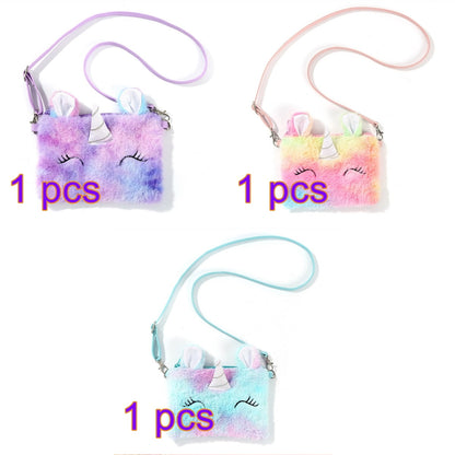 HAWEE Cartoon Girls Plush Purses and Handbags Unicorn Coin Wallet Pouch Girl Money Change Purse Shoulder Bag