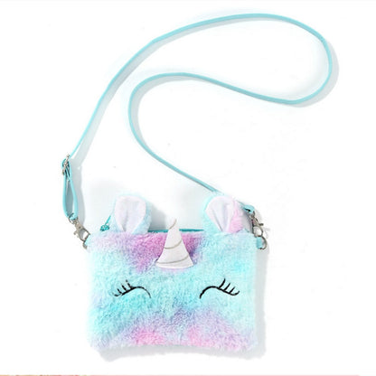 HAWEE Cartoon Girls Plush Purses and Handbags Unicorn Coin Wallet Pouch Girl Money Change Purse Shoulder Bag