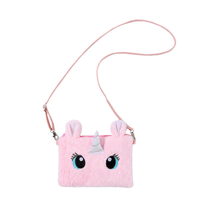 HAWEE Cartoon Girls Plush Purses and Handbags Unicorn Coin Wallet Pouch Girl Money Change Purse Shoulder Bag