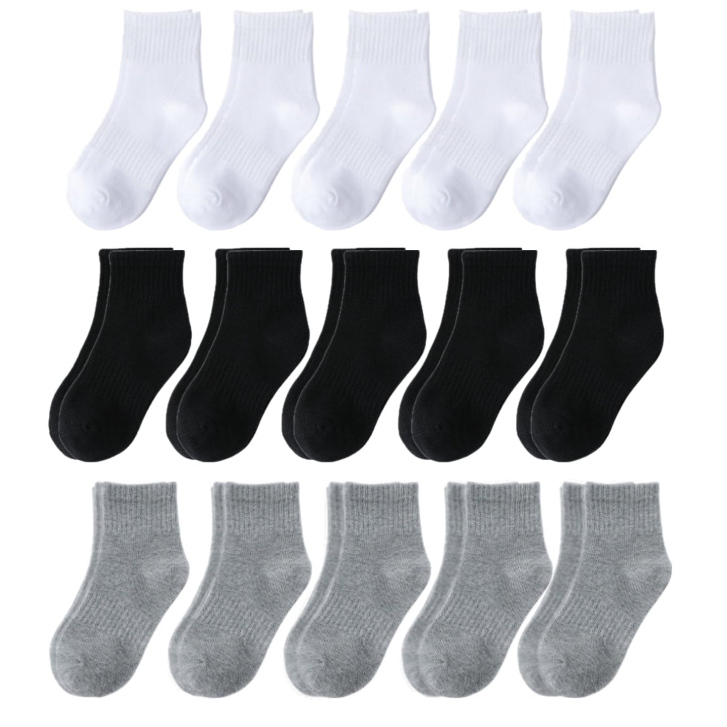 HAWEE 5/10/15 Pairs Kids Socks for Boys Girls 3-15 Years Toddler Crew Socks Multipack Athletic Socks, White