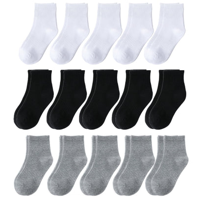 HAWEE 5/10/15 Pairs Kids Socks for Boys Girls 3-15 Years Toddler Crew Socks Multipack Athletic Socks, White