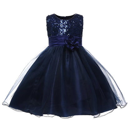 HAWEE Flower Girls Dress Sleeveless Sequin Tutu Princess Dress Birthday Party Pageant Ball Gown for Age 3-10 Years Old