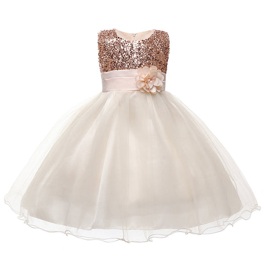 HAWEE Flower Girls Dress Sleeveless Sequin Tutu Princess Dress Birthday Party Pageant Ball Gown for Age 3-10 Years Old