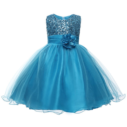 HAWEE Flower Girls Dress Sleeveless Sequin Tutu Princess Dress Birthday Party Pageant Ball Gown for Age 3-10 Years Old