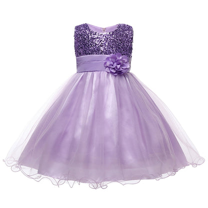 HAWEE Flower Girls Dress Sleeveless Sequin Tutu Princess Dress Birthday Party Pageant Ball Gown for Age 3-10 Years Old