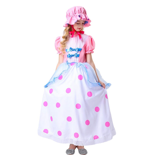 HAWEE Girl's Pink Princess Dress with Hat Kids Christmas Halloween Outfit Cute Polka Dot Print Costume Themed Party Fancy Dress up