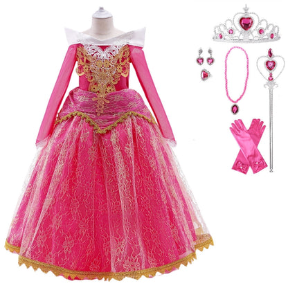 HAWEE Girls Princess Costume Princess Dress Up with Accessories for Halloween Cosplay Carnival Party