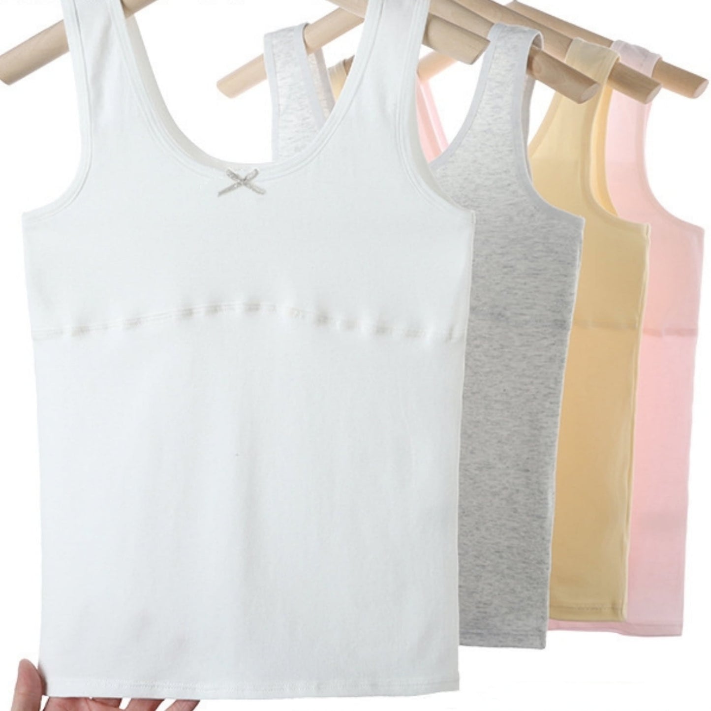 HAWEE Girls Crop Tops Undershirts Cotton Training Bra Sports Bralette Solid Vest for Kids Teens 7-14Y, 4 Pack
