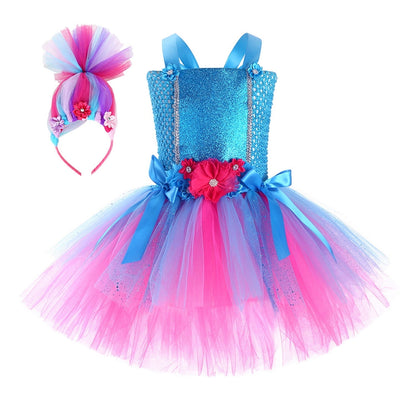 HAWEE Girls Halloween Elf Fancy Dress Birthday Tutu Dresses Cosplay Princess Fairy Costume with Hairband