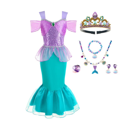 HAWEE Little Girls Mermaid Costume Princess Dress Halloween Outfits Cosplay Fancy Dress