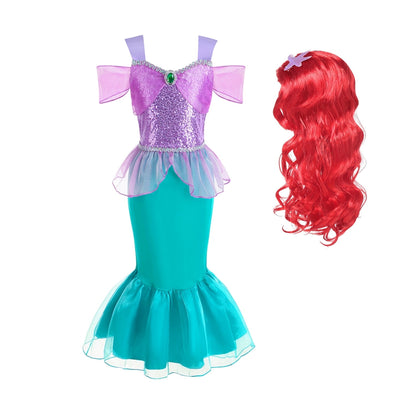 HAWEE Little Girls Mermaid Costume Princess Dress Halloween Outfits Cosplay Fancy Dress