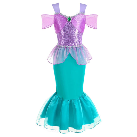 HAWEE Little Girls Mermaid Costume Princess Dress Halloween Outfits Cosplay Fancy Dress