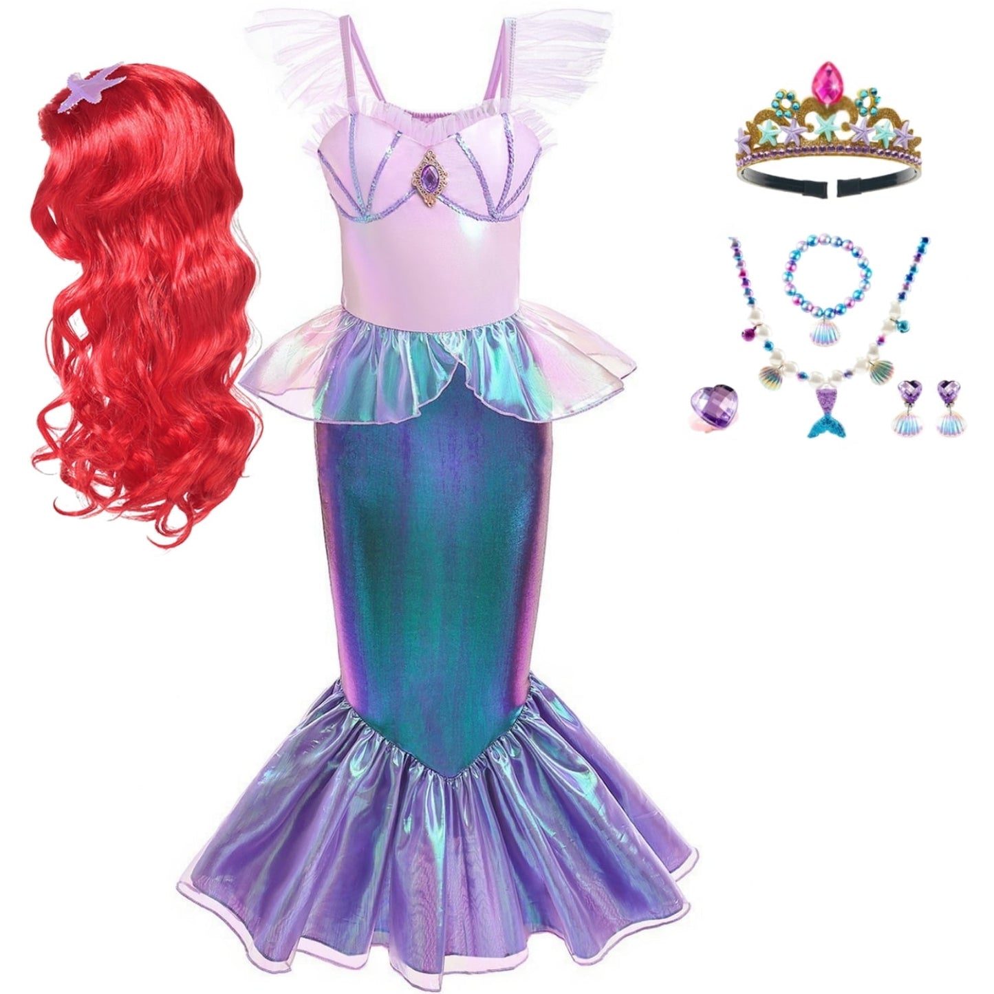 HAWEE Mermaid Dress for Girls - Mermaid Fancy Costume Halloween Princess Dresses for Girls 3-10 Birthday Gift