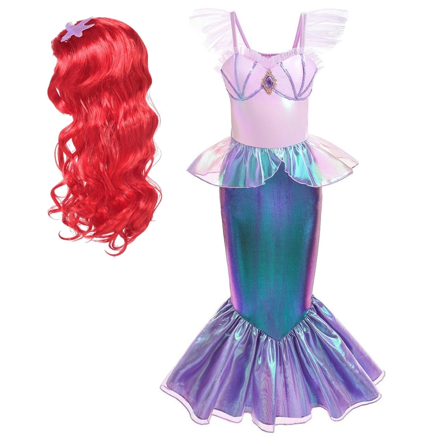 HAWEE Mermaid Dress for Girls - Mermaid Fancy Costume Halloween Princess Dresses for Girls 3-10 Birthday Gift