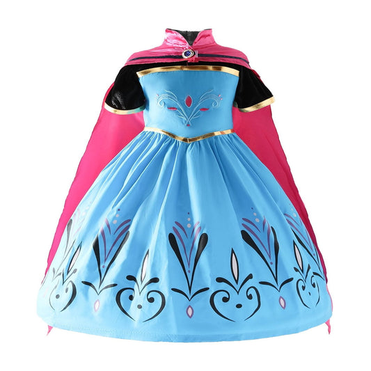 HAWEE Girls Princess Costumes Kids Halloween Cosplay Birthday Party Rose Red/Blue Dress Up with Cape