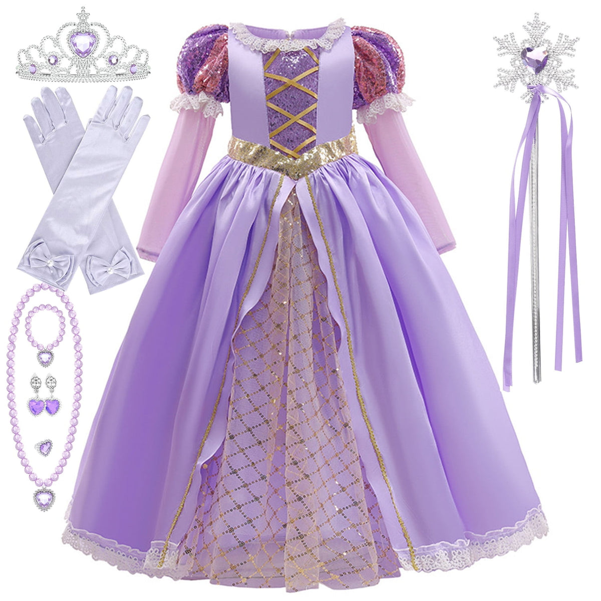 HAWEE Princess Costume for Girls Halloween Fancy Party Cosplay Dress Up Purple Princess Dress 2-10Y