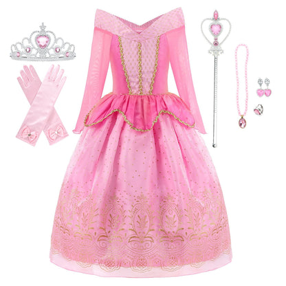 HAWEE Princess Dress up Birthday Halloween Party Fairy Pink Costume for Toddler/Little Girls