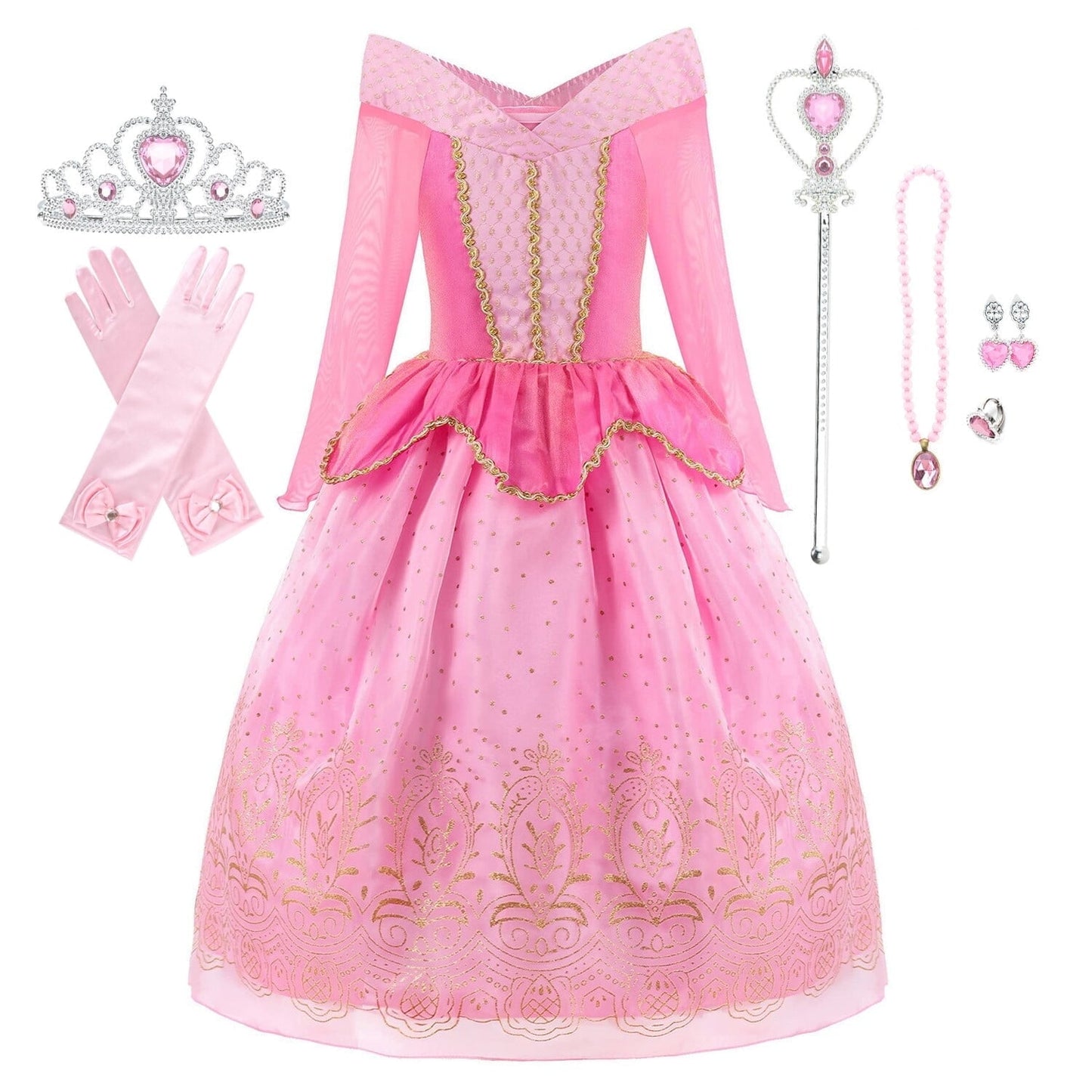 HAWEE Princess Dress up Birthday Party Fairy Pink Costume for Toddler/Little Girls