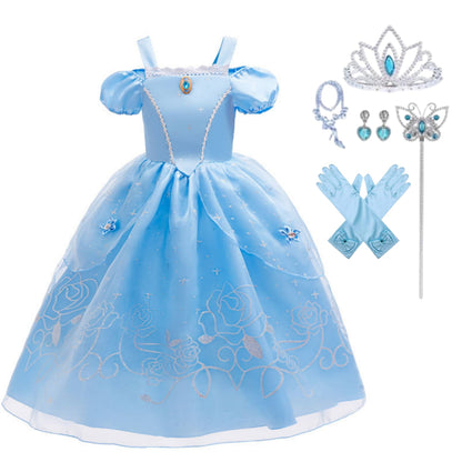 HAWEE Princess Fairy Dress Up Costume for Toddler and Little Girls - Blue Birthday Party Dress