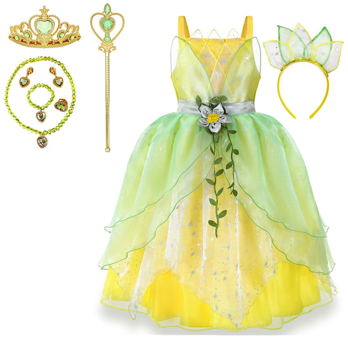 HAWEE Princess Dress for Girls Green Fairy Frog Birthday Party Fancy Dresses Halloween Elf Costume