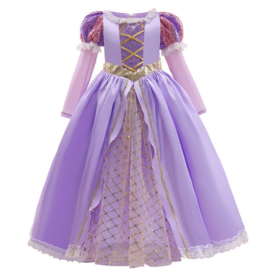 HAWEE Princess Costume for Girls Halloween Fancy Party Cosplay Dress Up Purple Princess Dress 2-10Y