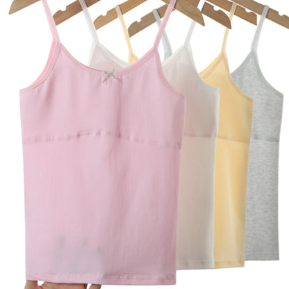 HAWEE Girls Crop Tops Undershirts Cotton Training Bra Sports Bralette Solid Vest for Kids Teens 7-14Y, 4 Pack