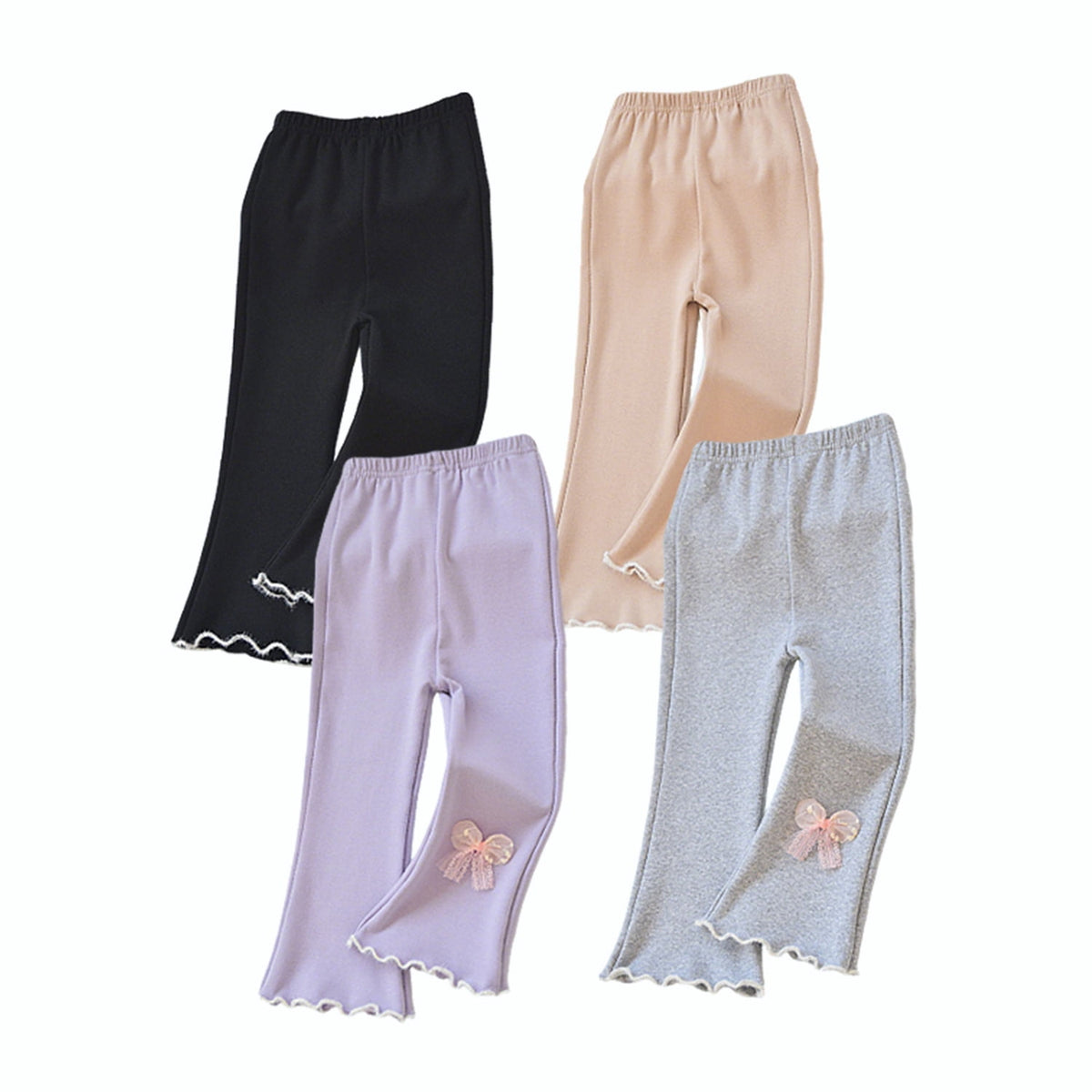 HuaAngel 4 Pack Girls' Cotton Pants Basic Versatile Pants Sizes 2-7Years