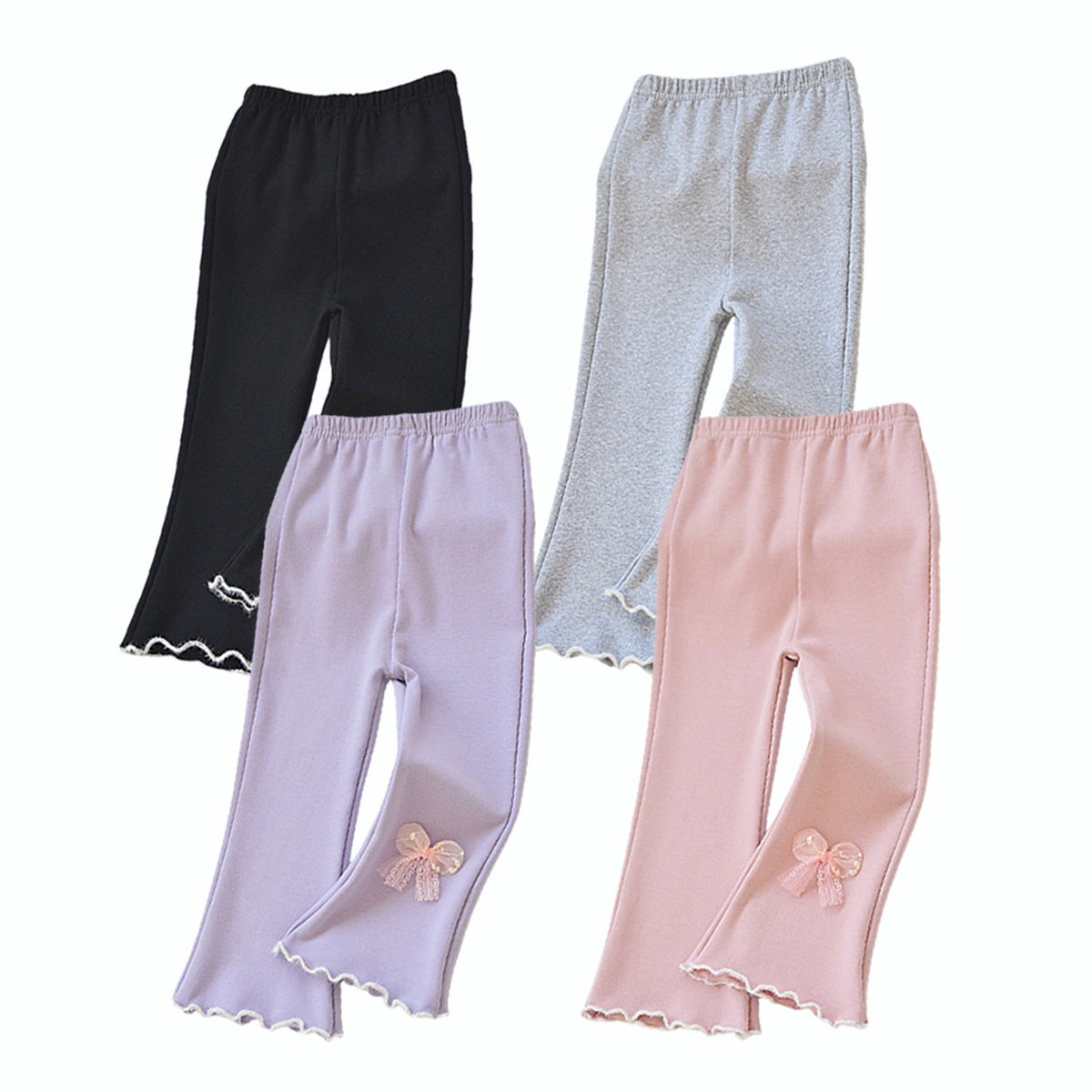 HuaAngel 4 Pack Girls' Cotton Pants Basic Versatile Pants Sizes 2-7Years