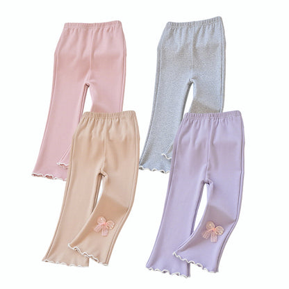 HuaAngel 4 Pack Girls' Cotton Pants Basic Versatile Pants Sizes 2-7Years