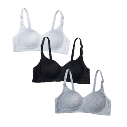 HuaAngel Girls Training Bralette Cotton Wirefree Soft Cups Adjustable Straps 5 Pack Size 32-38
