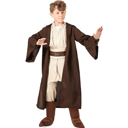 Phenas Knight Costume for Kids Halloween Cosplay Tunic Hooded Cape Sci-fi Film Classic Robe Outfit 3-14 Years