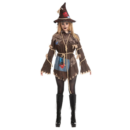 LOEL Scary Scarecrow Costume for Adult Women Halloween Dress up Party Cosplay