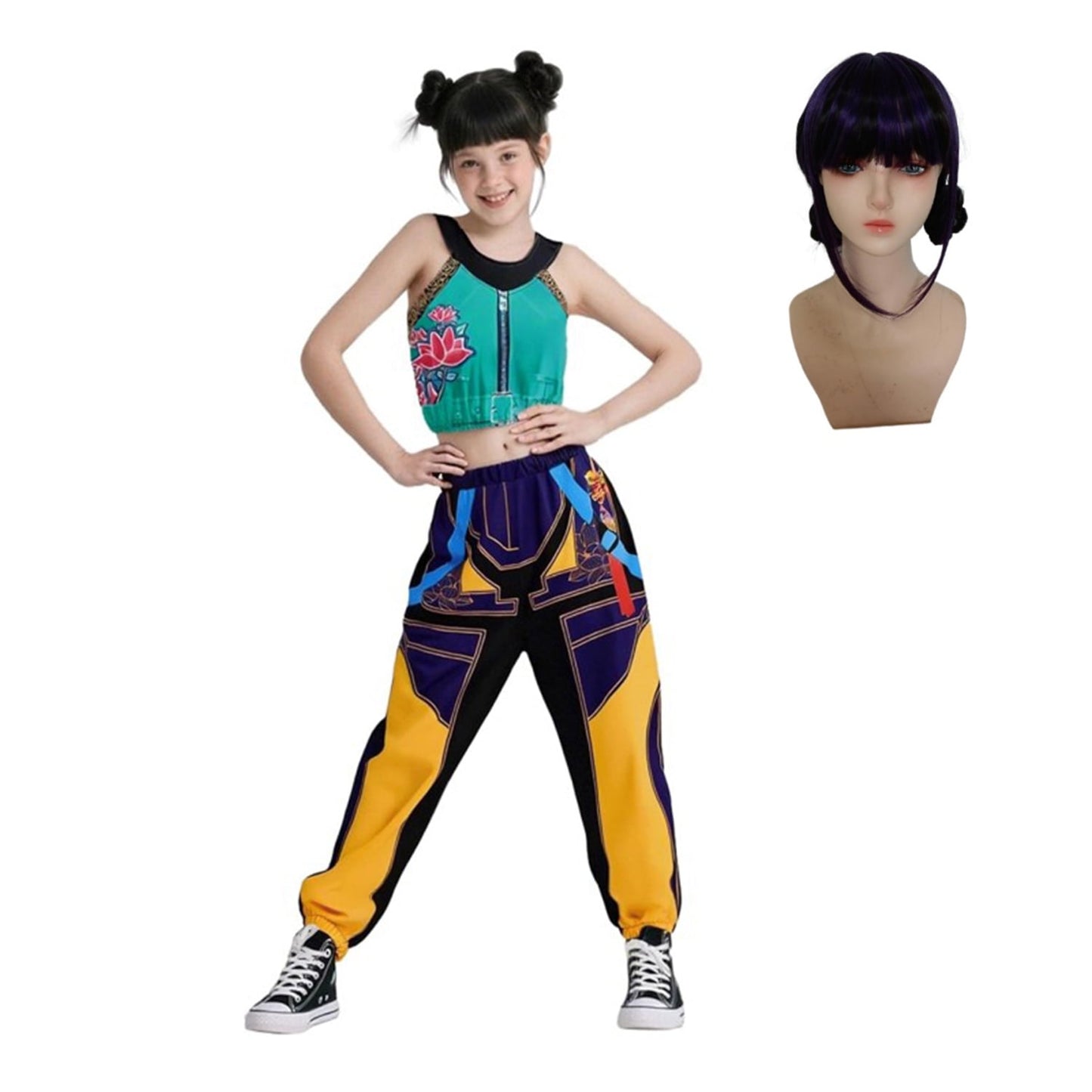 KAWELL Girls Pop Singer Costumes 3-14 Years, Toddler Halloween Cosplay Costume Kids Dance Stage Outfit Set