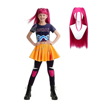 KAWELL Girls Pop Singer Costumes 3-14 Years, Toddler Halloween Cosplay Costume Kids Dance Stage Outfit Set