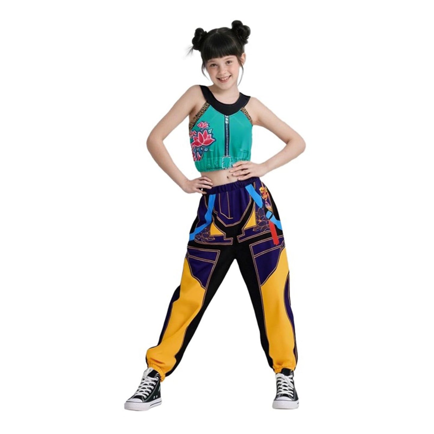 KAWELL Girls Pop Singer Costumes 3-14 Years, Toddler Halloween Cosplay Costume Kids Dance Stage Outfit Set