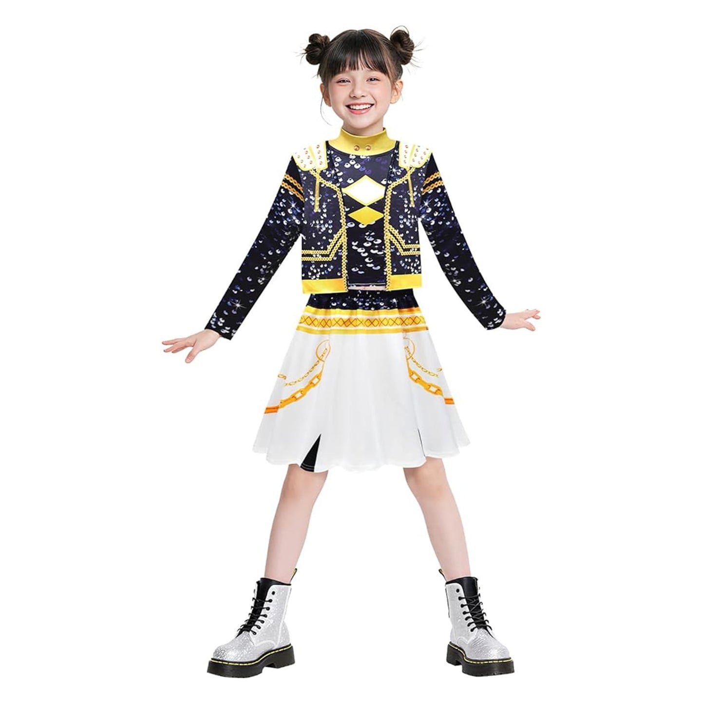 KAWELL Girls Pop Singer Costumes 3-14 Years, Toddler Halloween Cosplay Costume Kids Dance Stage Outfit Set