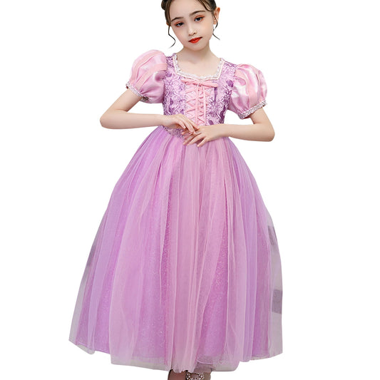 KAWELL Girls' Rapunzel Princess Sofia Costume Halloween Masquerade Ball Dress with Sleeves